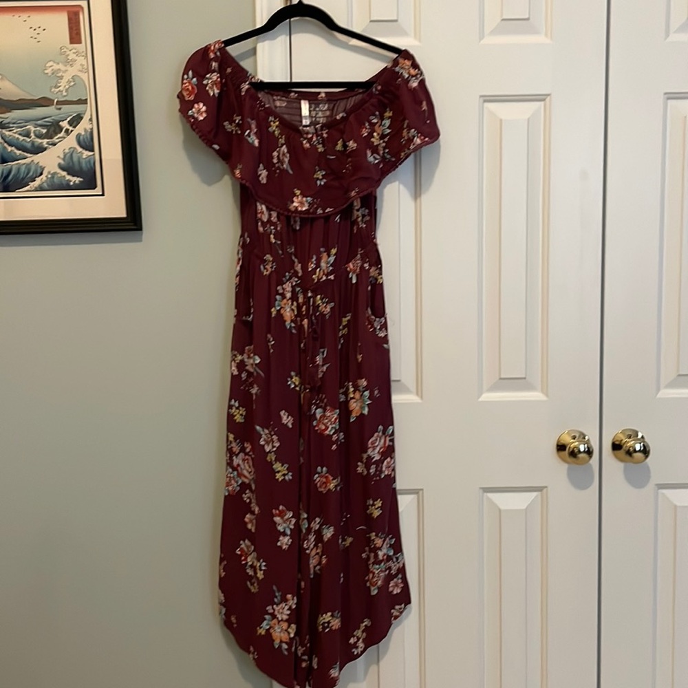 Purple Floral Cropped Pantsuit Romper